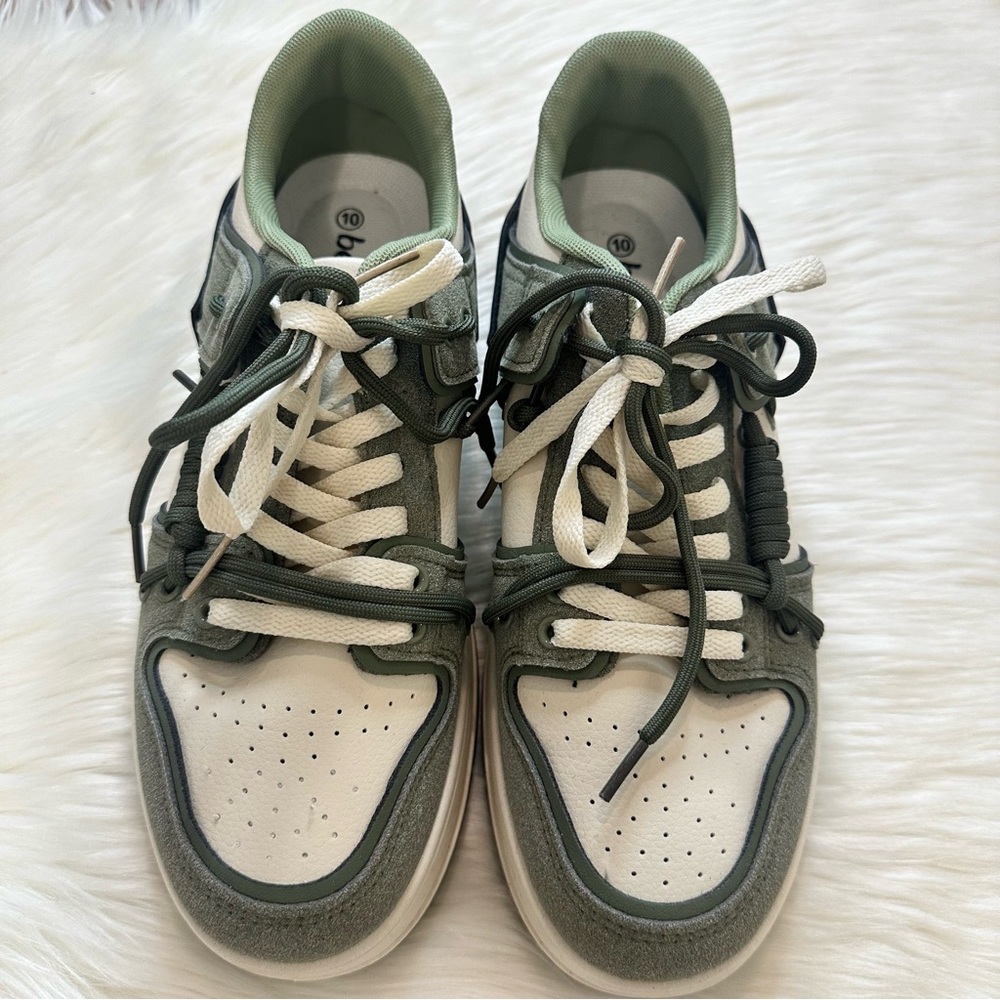 Nanamacs Belovely Green and White Platform Retro Sneakers Size 10 - Picture 3 of 16